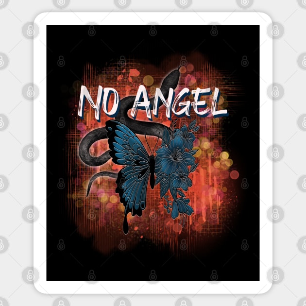 No Angel Design With A Snake And Blue Butterfly-Flowers Sticker by Quirky And Funny Animals